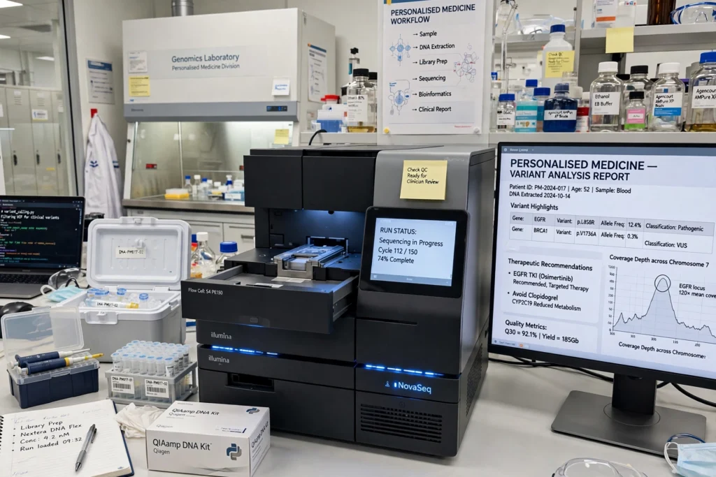 NeoVax and Nivolumab: Inside the Ovarian Cancer Vaccine Trial DNA sequencing equipment in a genomics laboratory for personalised medicine